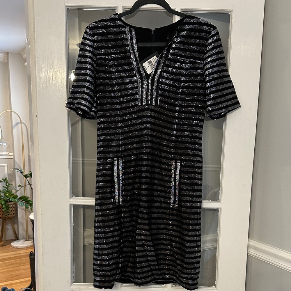 Nanette Lepore Black and Silver Mini Dress